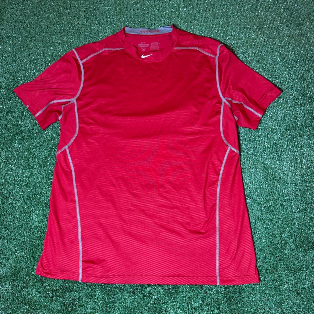 Nike Pro Combat Hypercool Dri-FIT Red Fitted Training Shirt Mens XL Short Sleeve